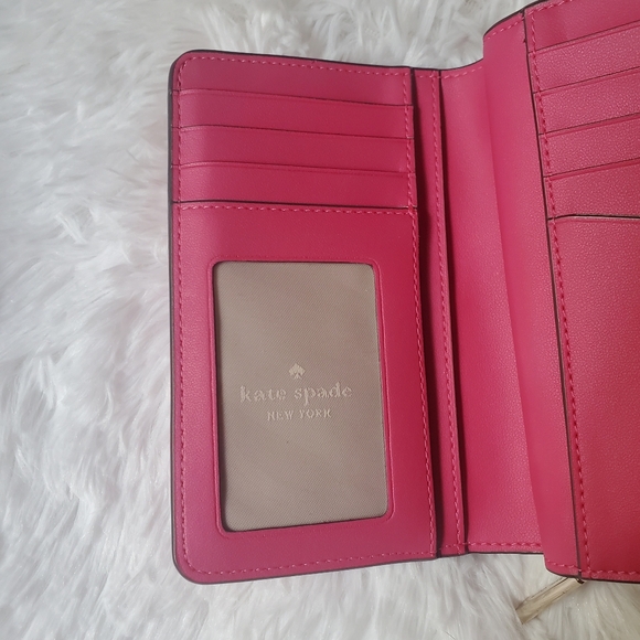 Kate Spade New York Staci Saffiano Leather Medium Wallet Deep Hibiscus NWT - Picture 13 of 16